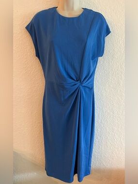 Halogen Cobalt Blue Twist Front Sheath Dress Small